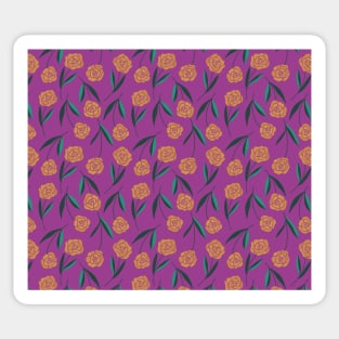 Yellow roses on purple background Sticker